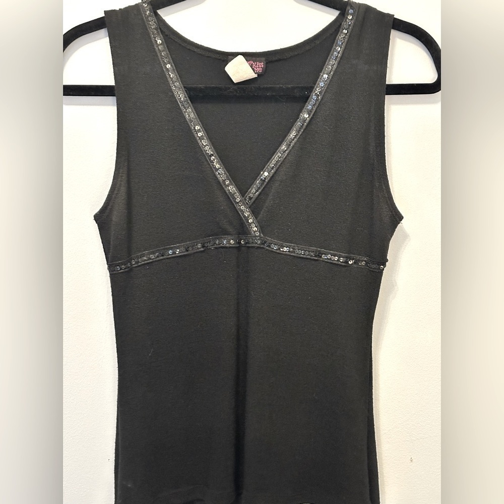 Sweater tank with sequin trim. Size Large
